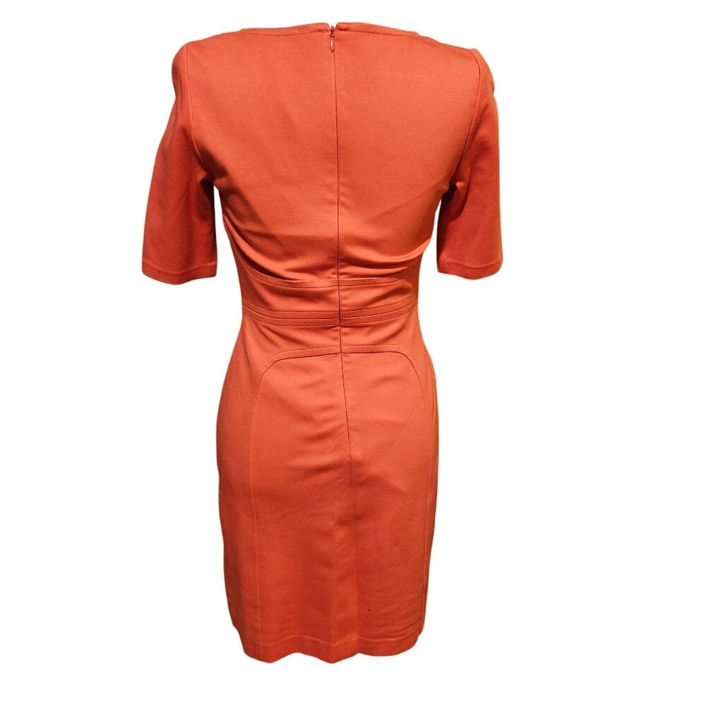 Trina Turk Women's Size 6 Orange Coral 3/4 Sleeve Fitted Sheath Pencil Dress - Picture 6 of 9